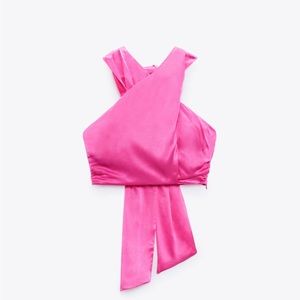Zara pink Satin crop top size small